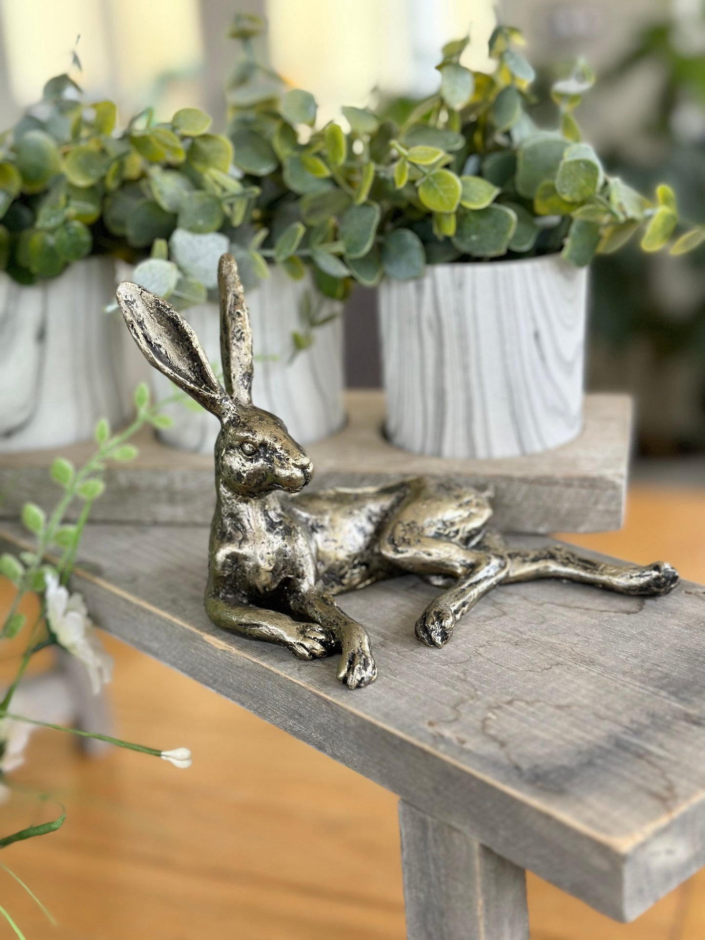 Bronzed Ornamental Lounging Hare