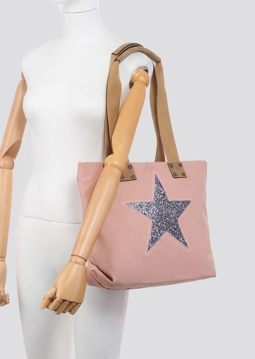 Navy Shoulder Bag with Encrusted Star