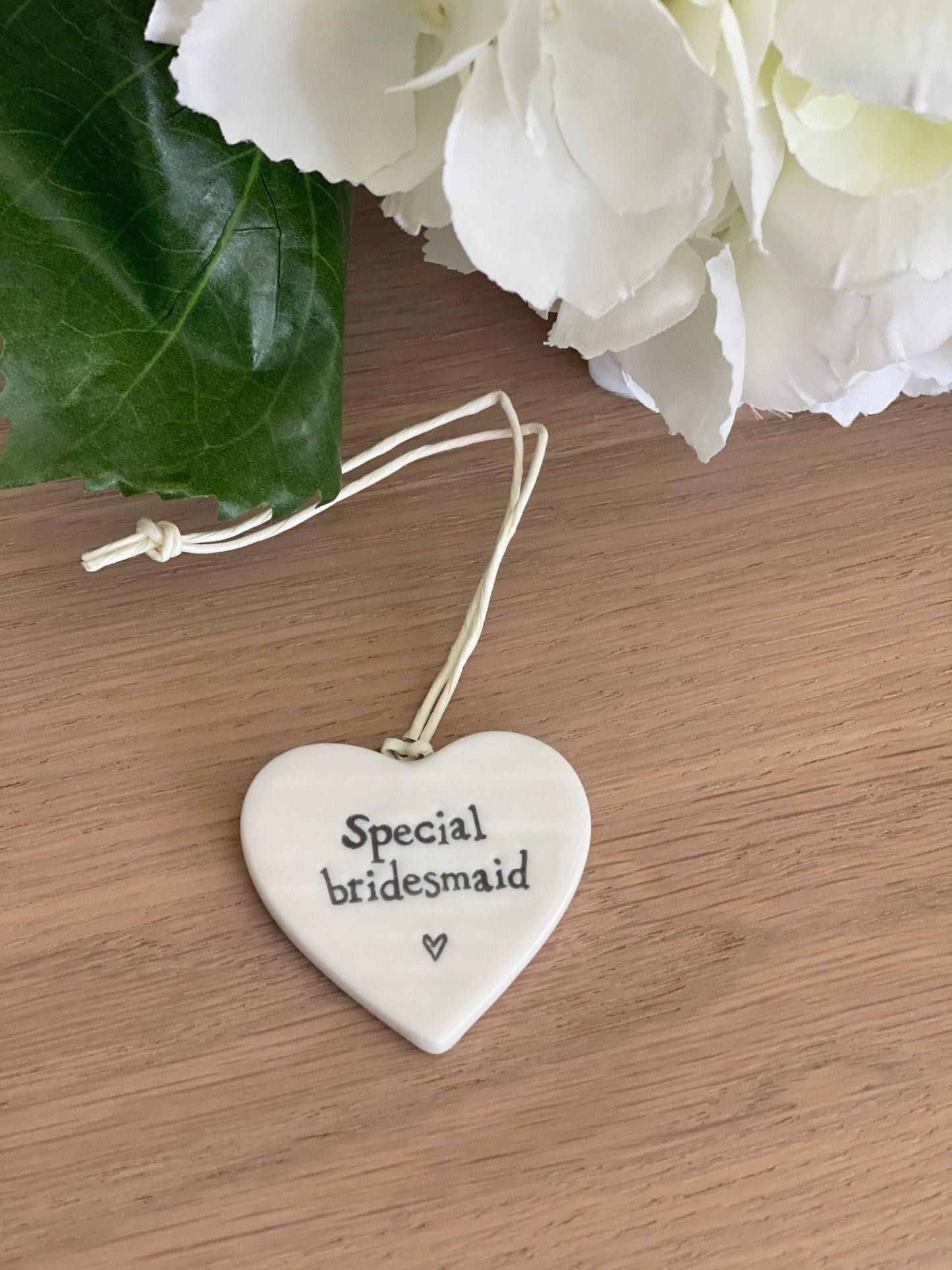 East Of India ‘Special Bridesmaid’ Porcelain Heart
