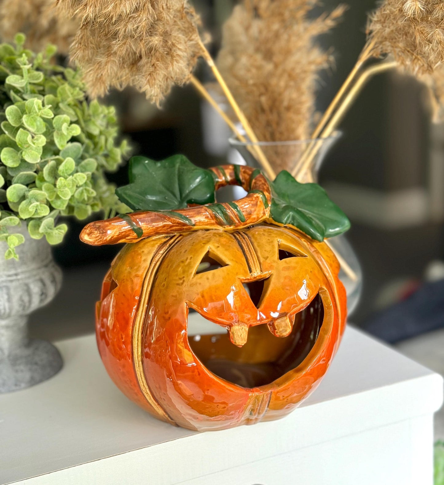Glossy Ceramic Pumpkin Nite Lite Set