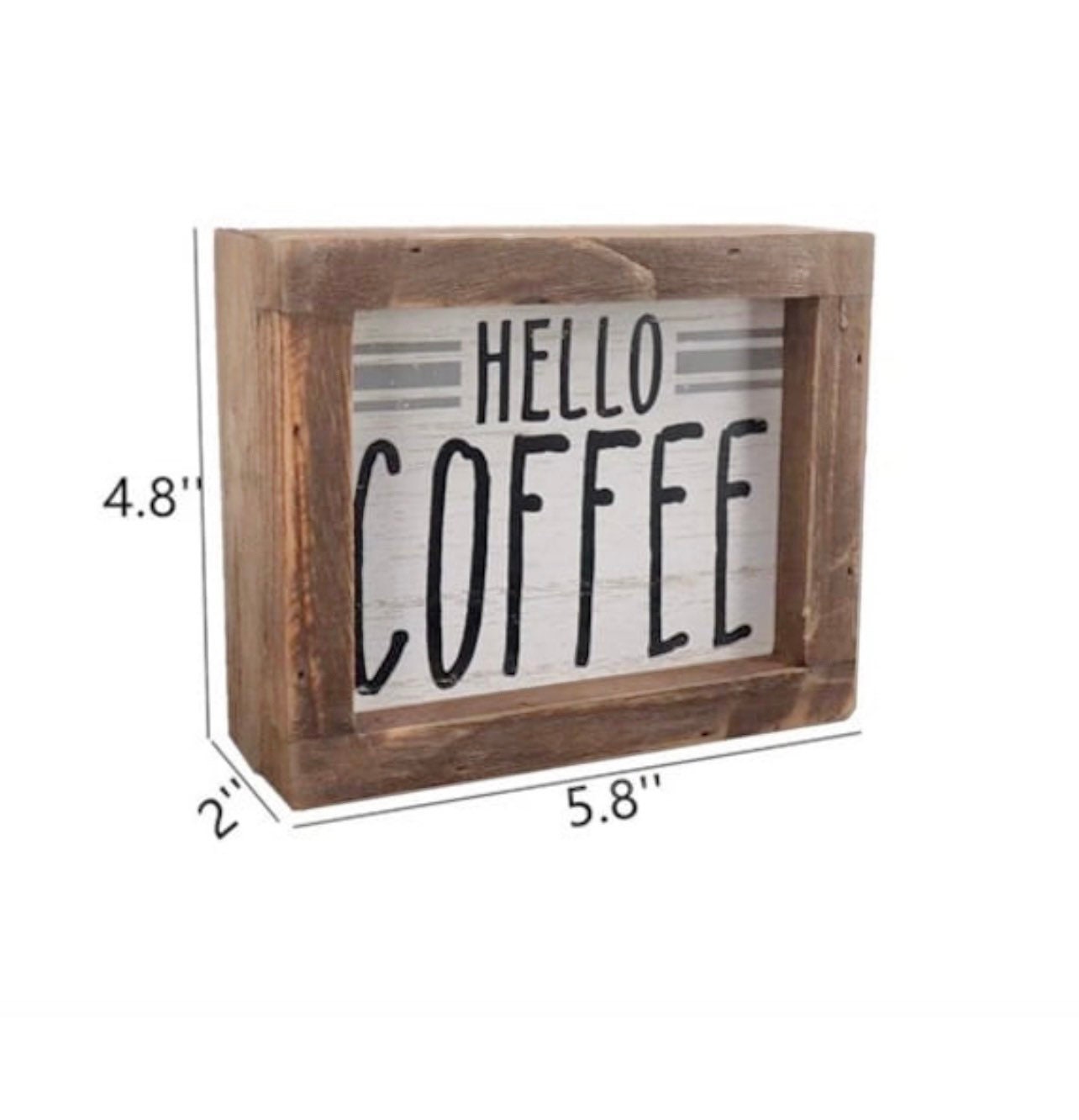 Hello Coffee Barn Wood Small Box Sign Kitchen Decor