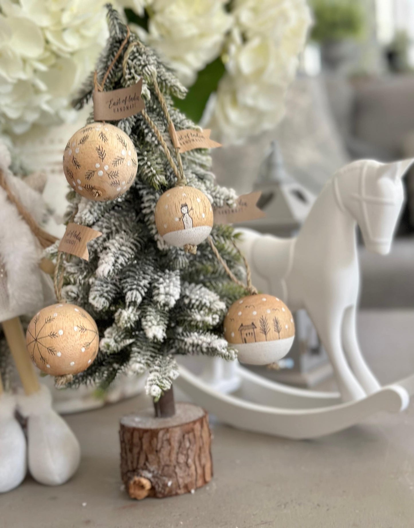 East of India Christmas Wooden Baubles - 4 Designs Available