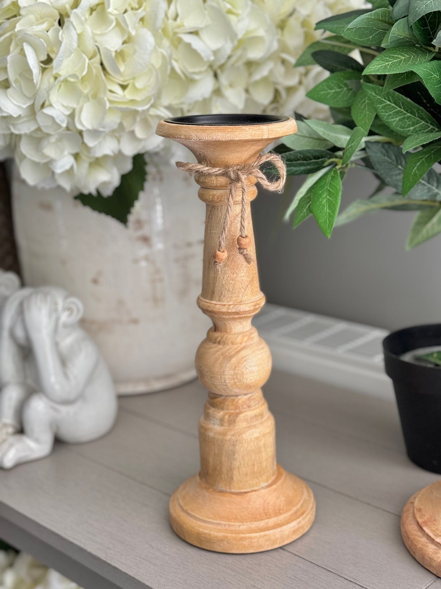 Mango Wood Candlestick  - Available  in 2 sizes