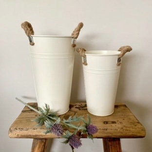 Cream Flower Bucket - 2 Sizes