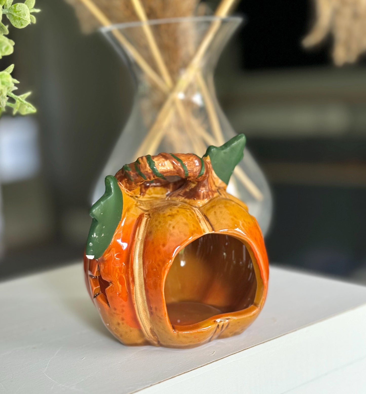 Glossy Ceramic Pumpkin Nite Lite Set