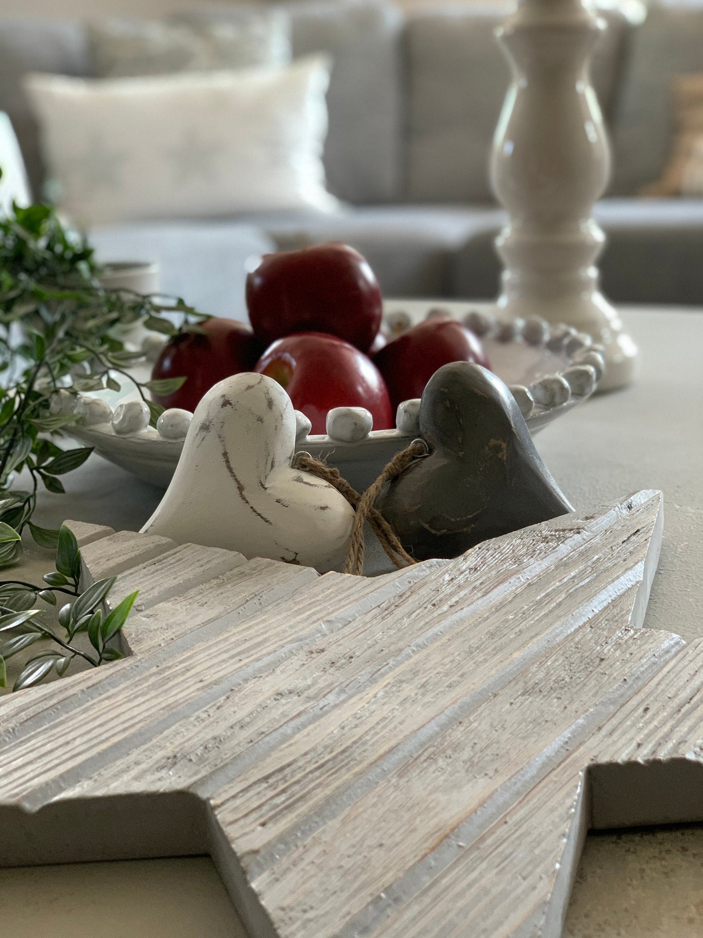 Vintage Solid Wood Heart - Grey or White