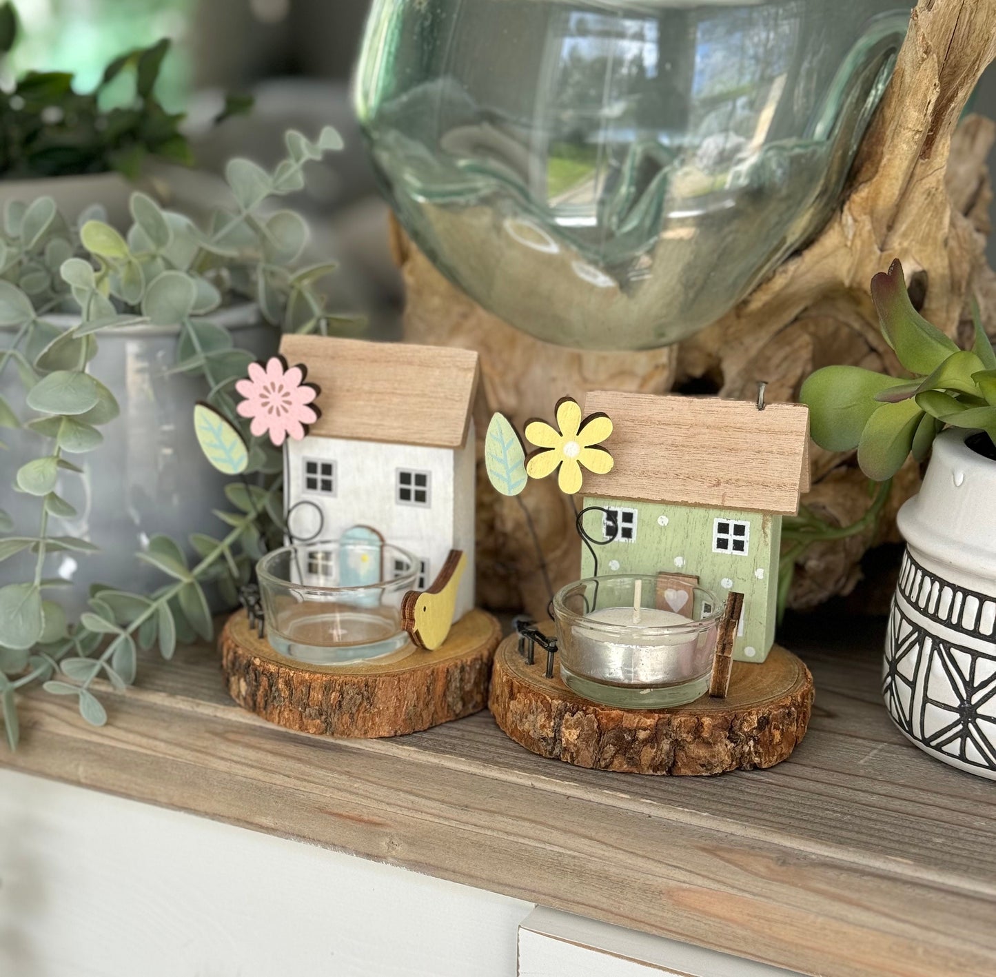 Wooden Tea Light House -  Available in 2 colour Options