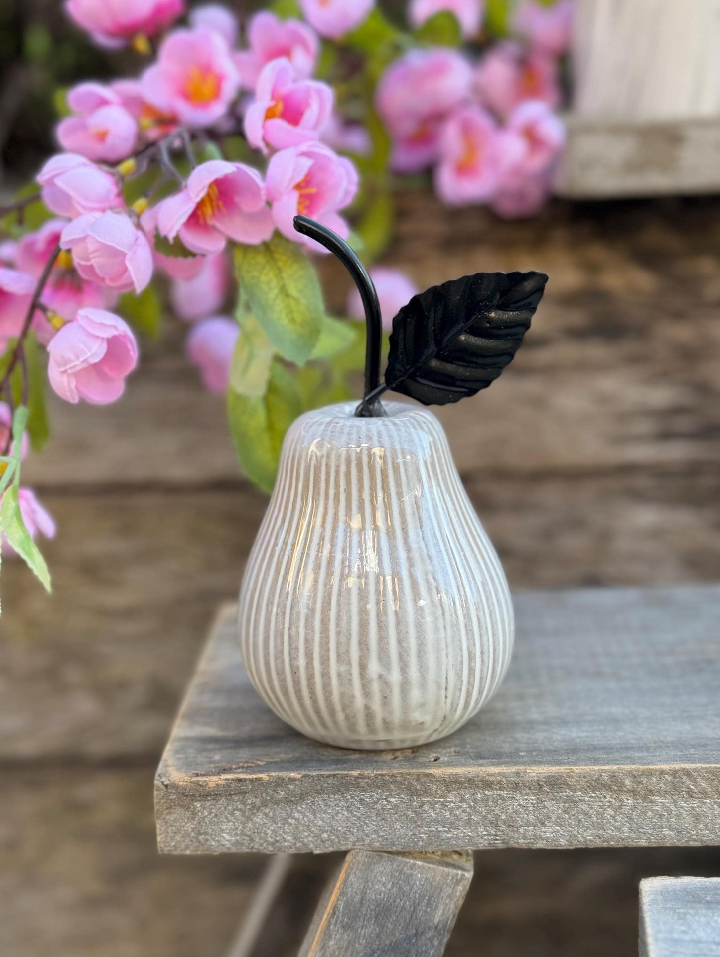 White Ceramic Apple and Pear - Sold Individually