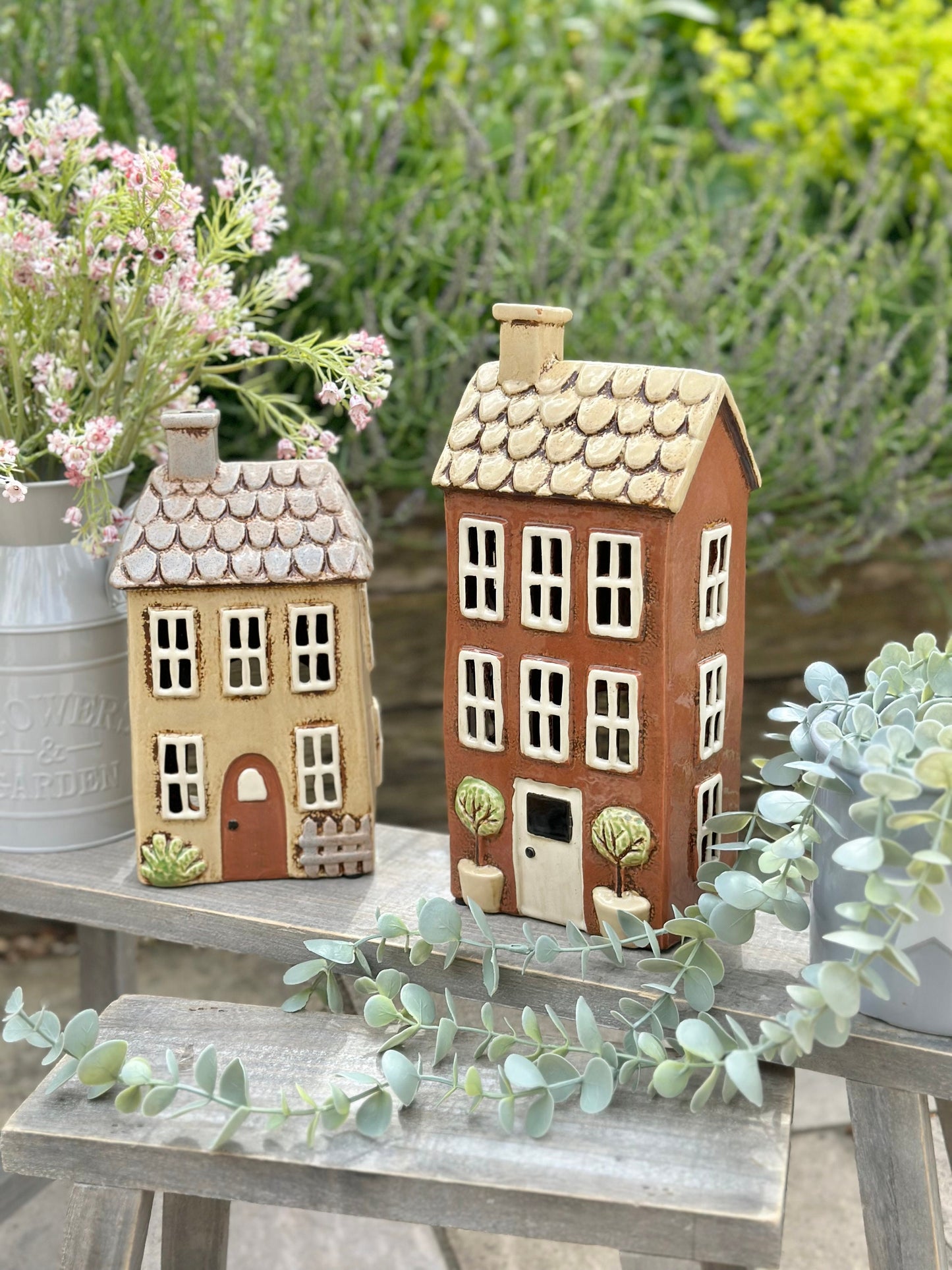 Brown Village Garden House Candle Holder