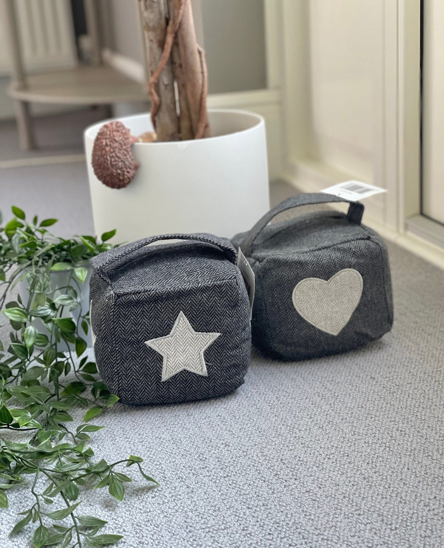 Grey Star Door Stop - Grey Herringbone