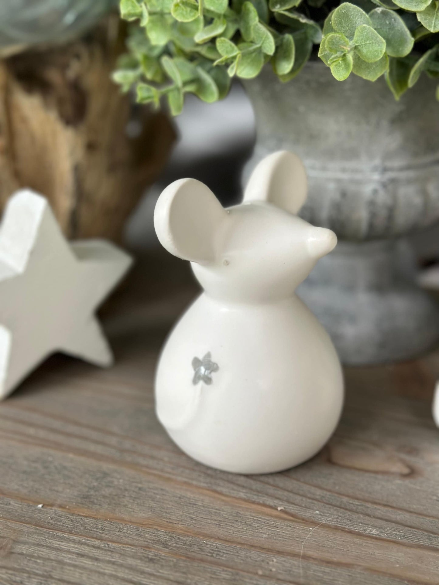 White Ceramic Mouse;  Available in 2 sizes.