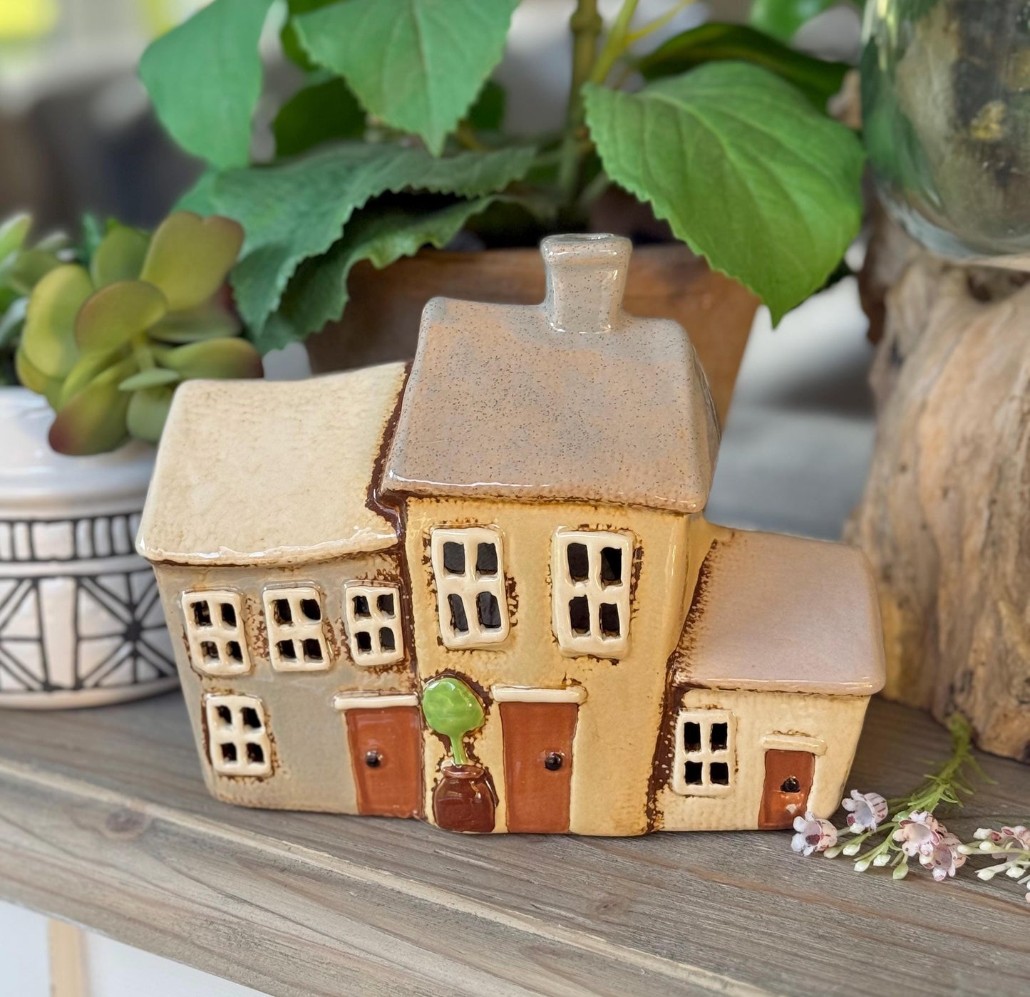 Ceramic Triple House/Cottage Candle Holder
