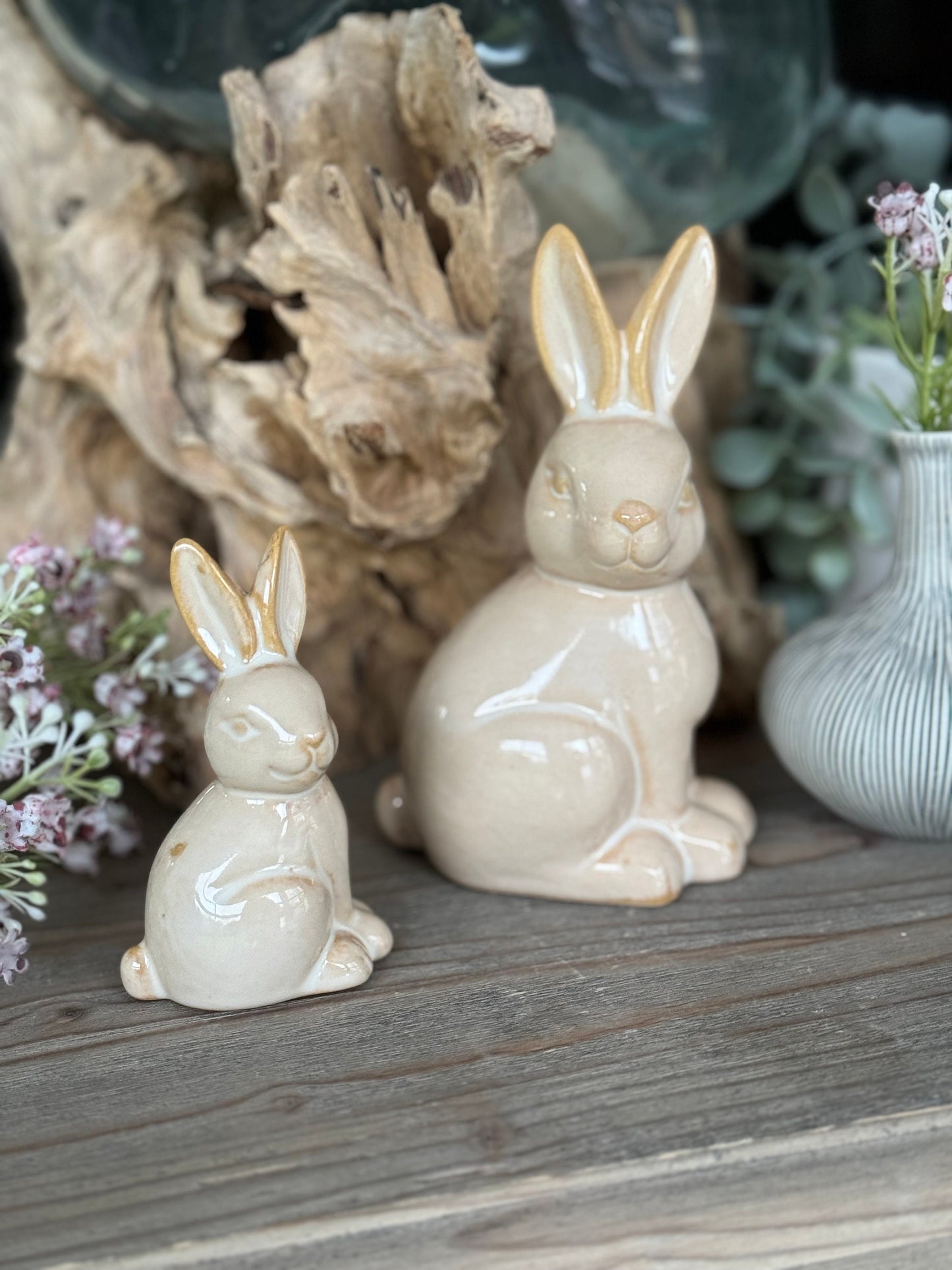 Natural Glossy Bunny Rabbits - 2 Sizes Available.