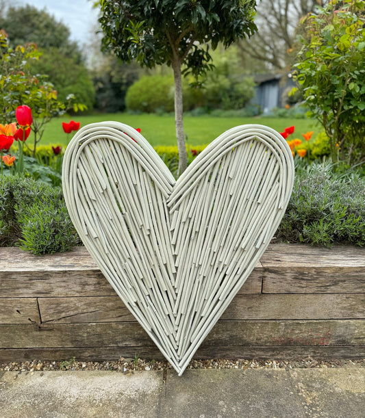 Large Old Hessian Wicker Heart- 85cm