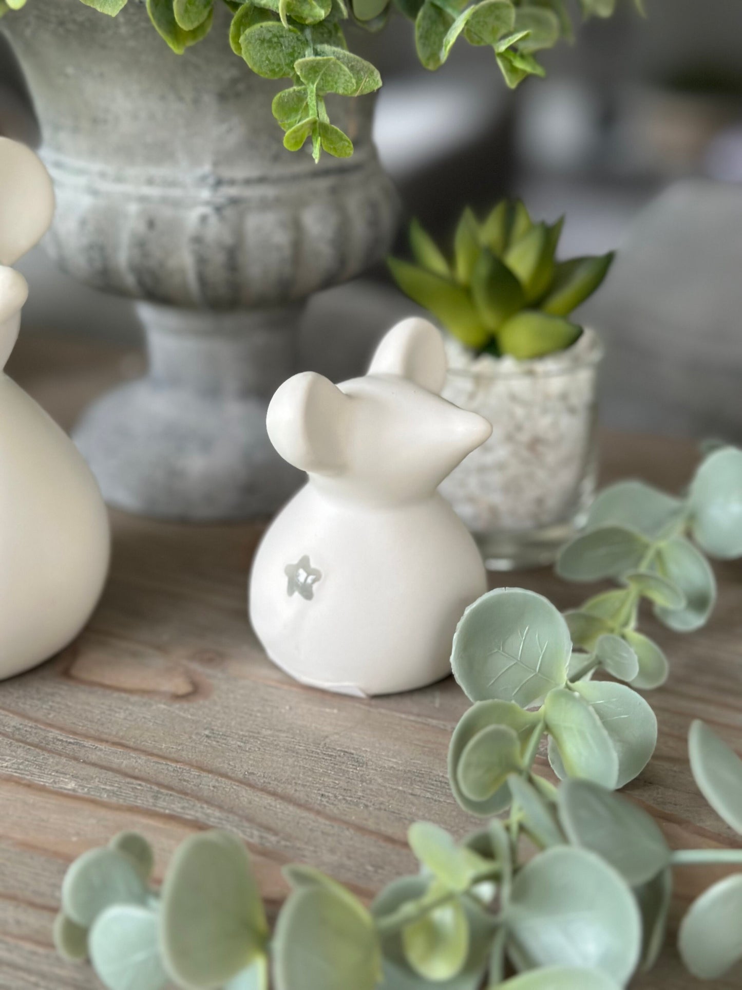 White Ceramic Mouse;  Available in 2 sizes.