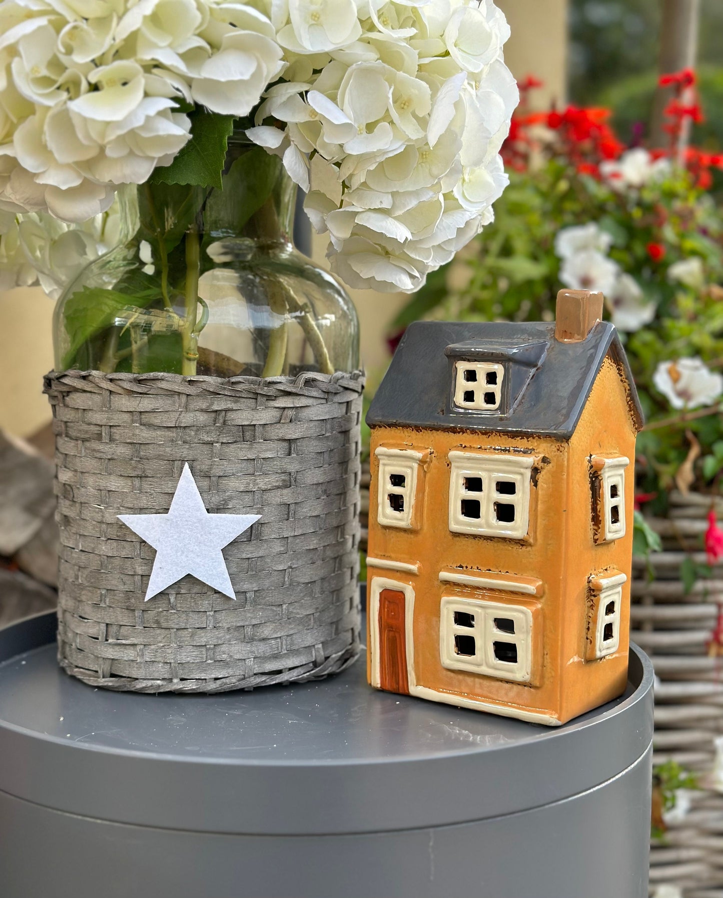 Burnt Orange Ceramic House/Cottage Candle Holder - 22cm