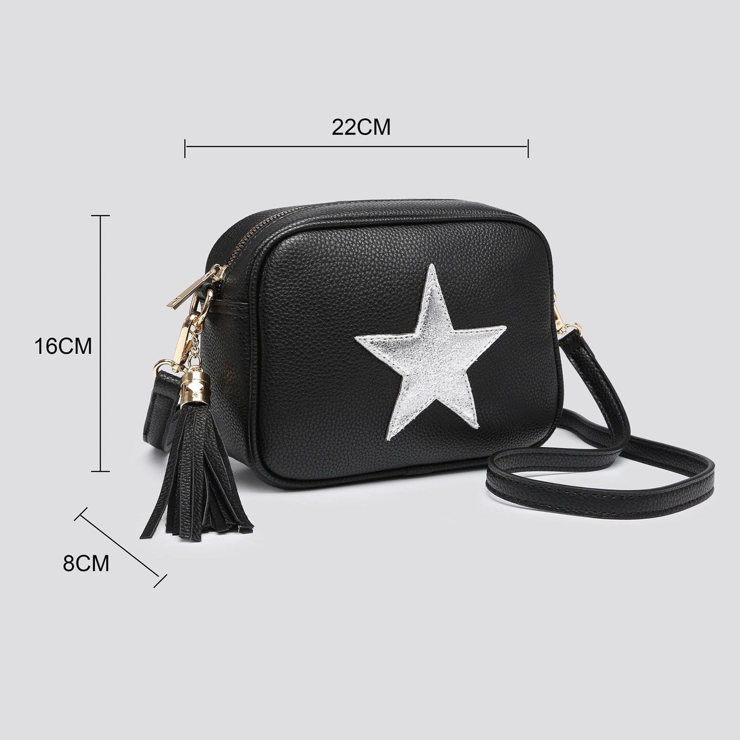 Khaki Cross Body Handbag with Silver Star