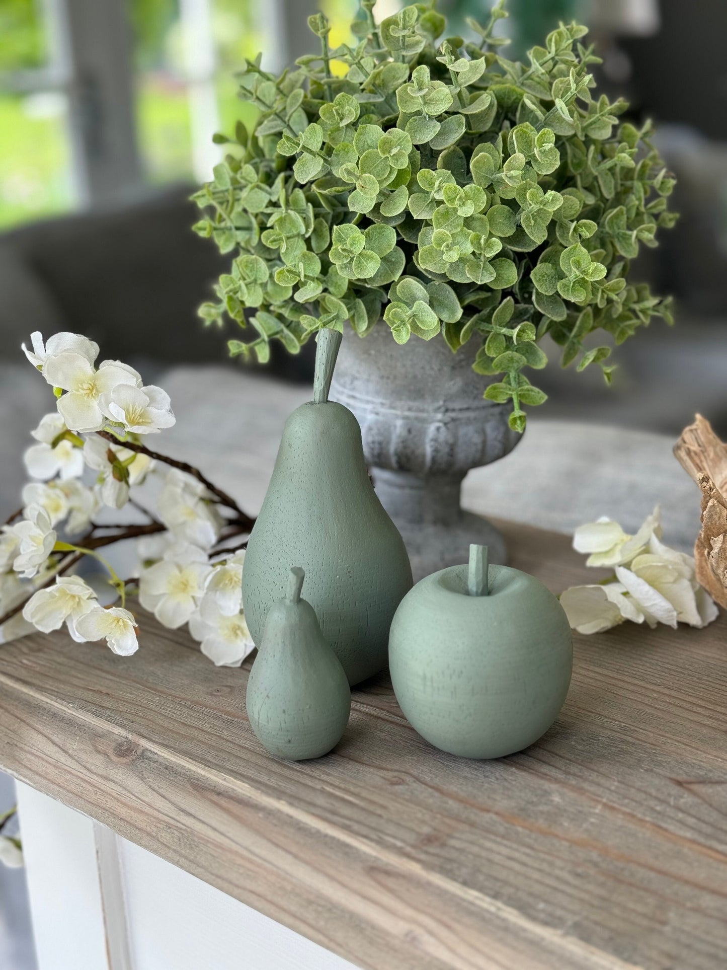 Solid Green Wooden Fruit - Selection of Apple and Pears