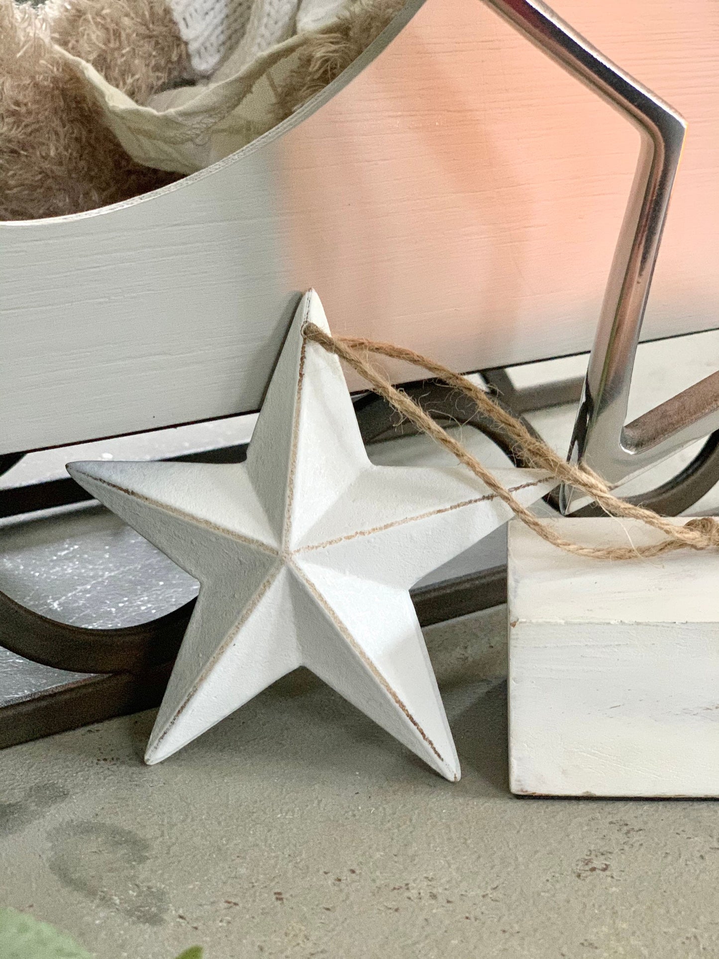 3D White Wooden Star Decoration