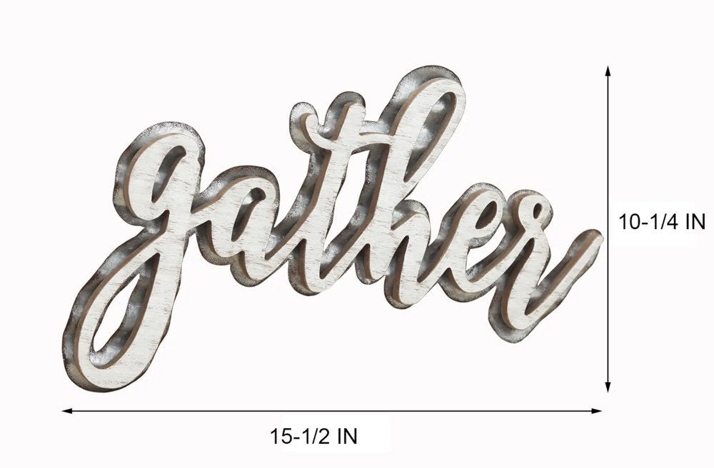 Gather Wood and Metal Cutout Letter Signs Wall Decor