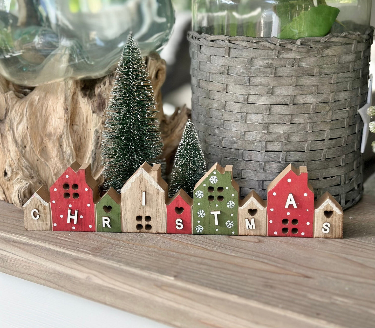 Christmas Festive Houses Scene - 39cm