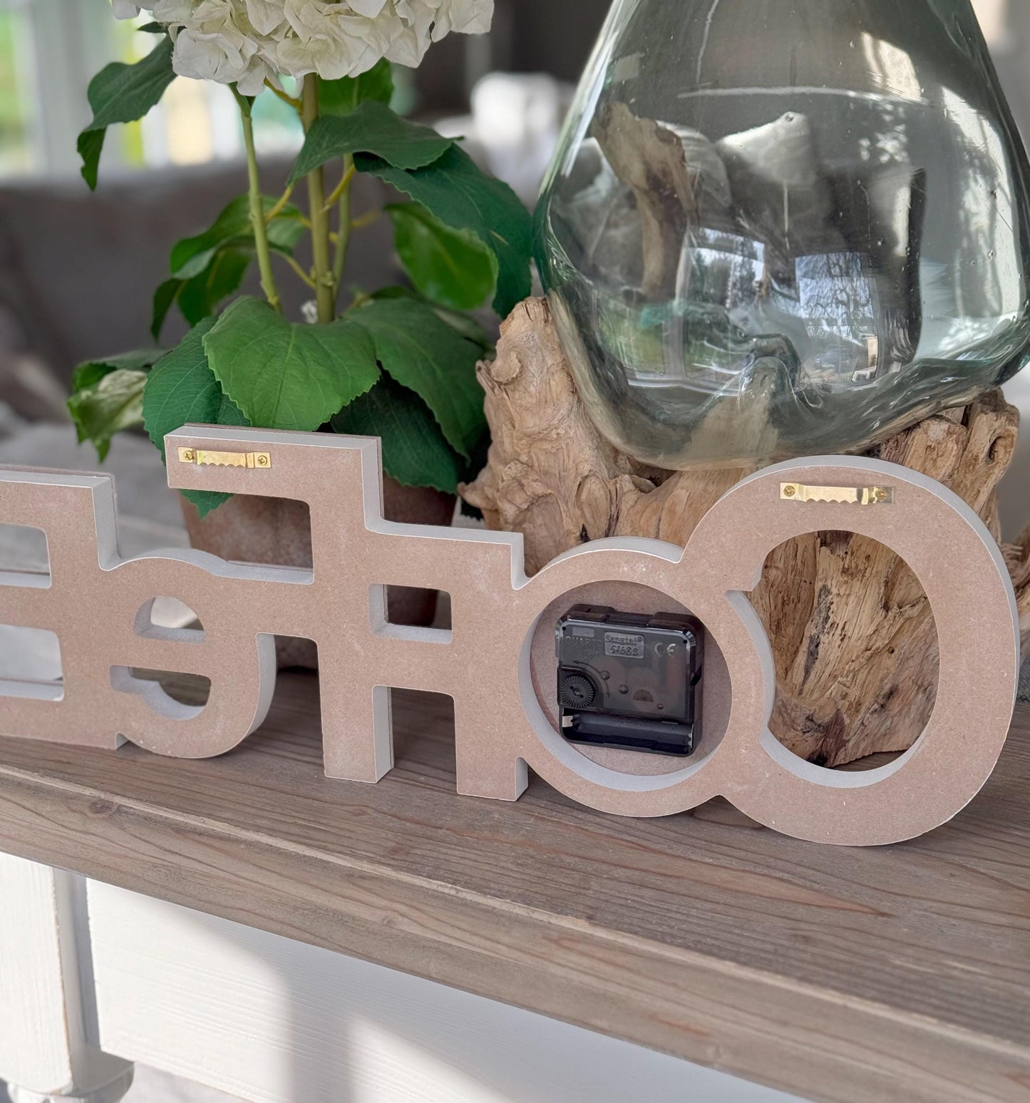 Wooden Coffee Clock Decor