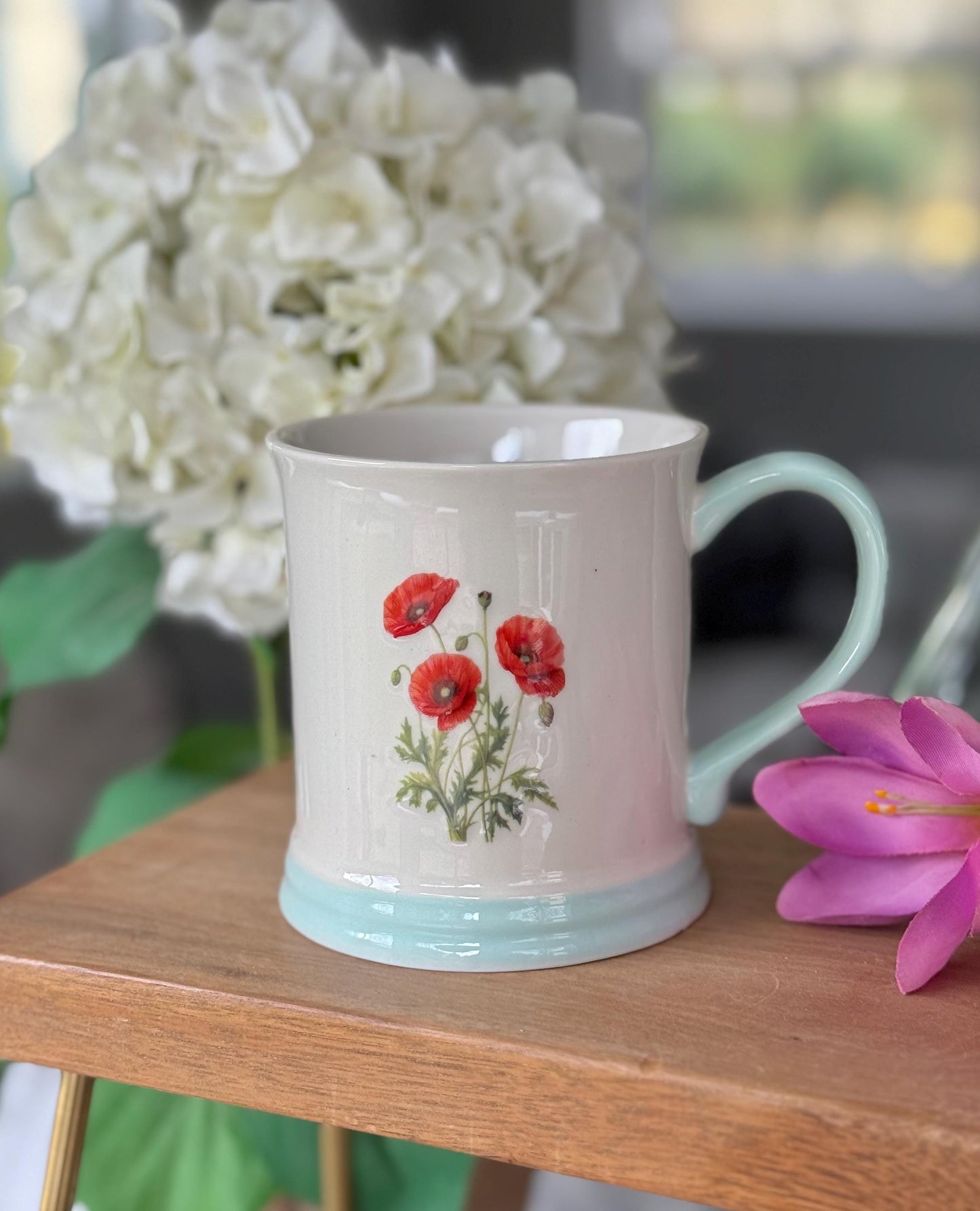 NEW Stoneware Embossed Mug - Rose, Sunflower, Thistle, Bluebells, Daffodil and Poppy