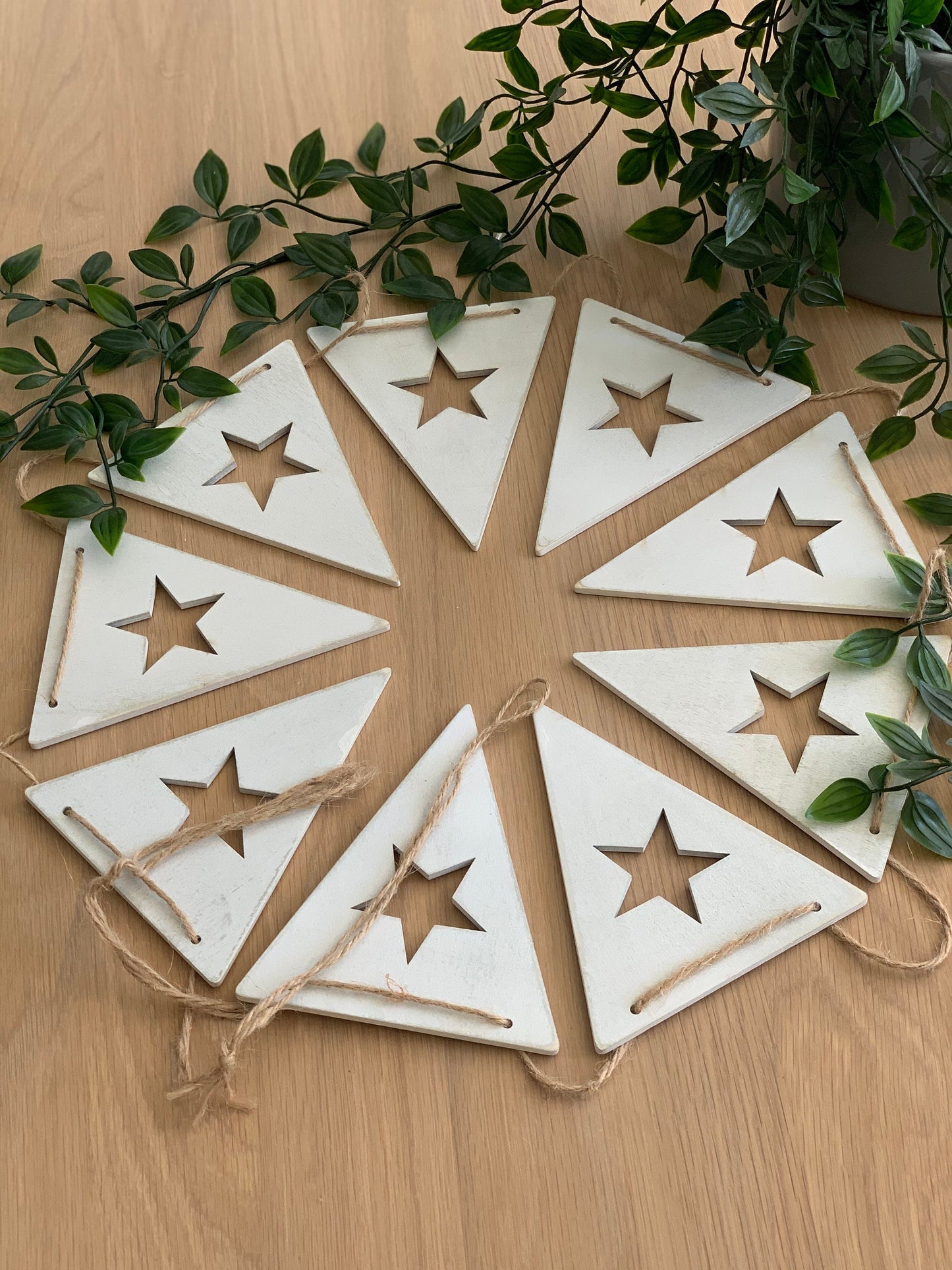 Wood bunting-White flags 2 metres