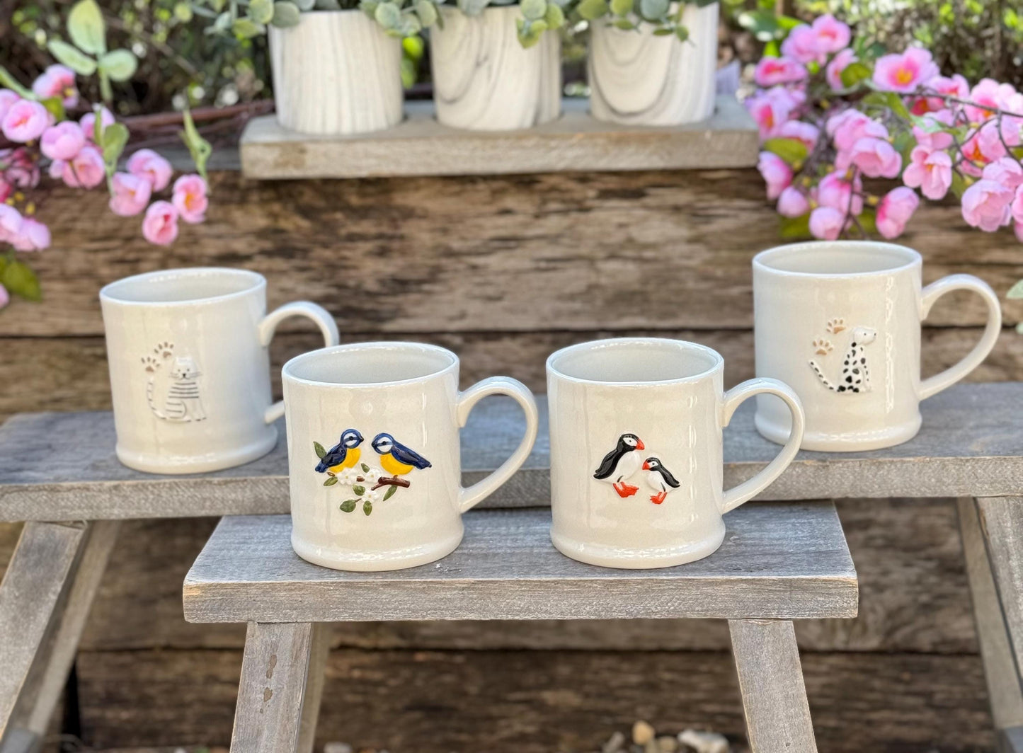 Embossed Animal Stoneware Mugs - Available in 4 designs