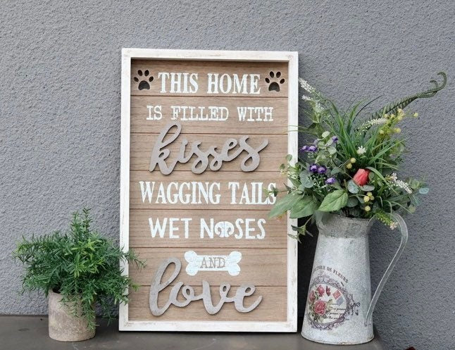 Large Love Pet Rustic Wood Framed Wall Sign