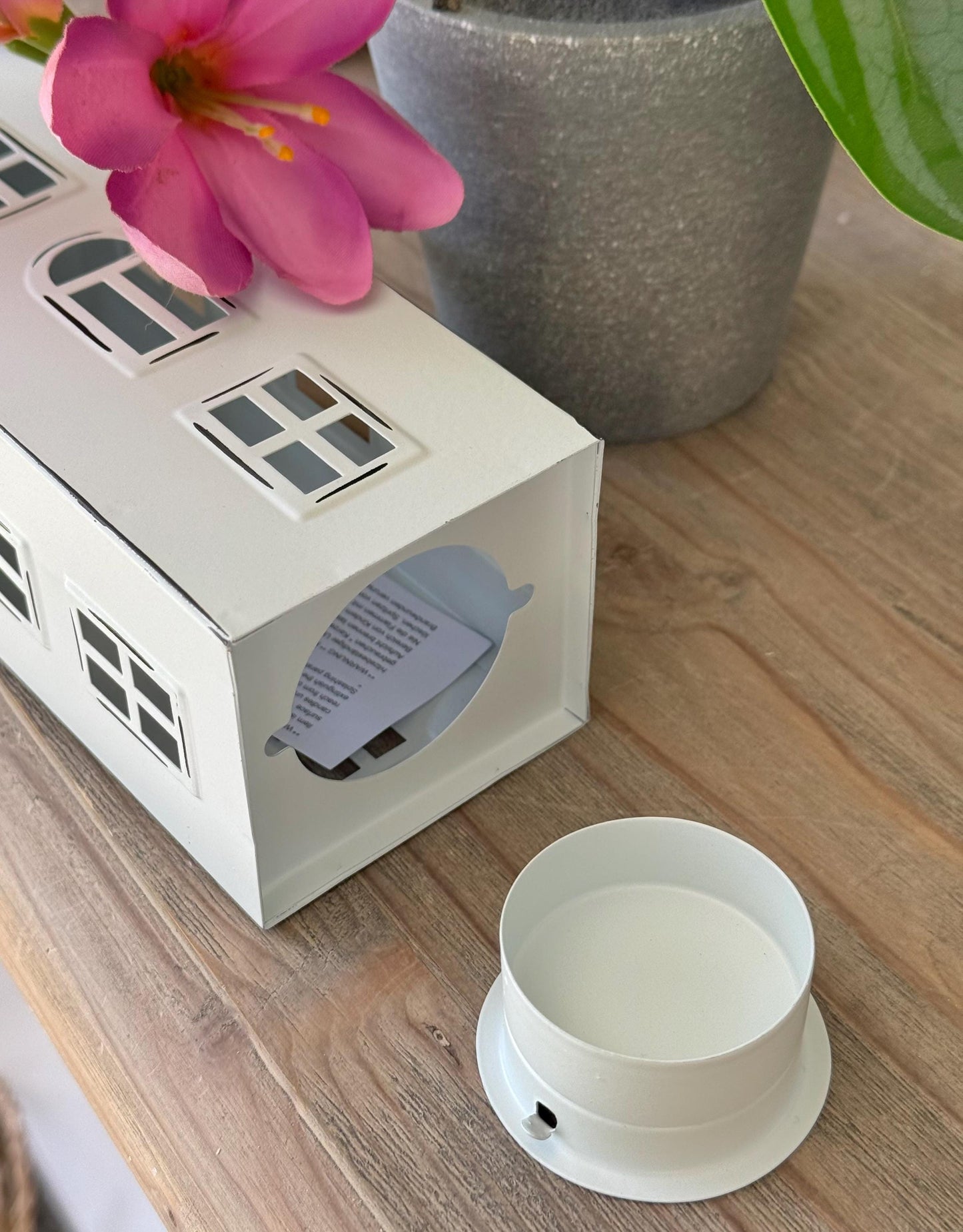 Tall White Metal Lantern House