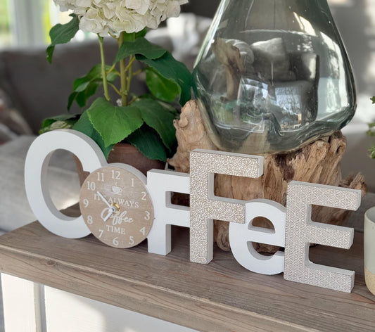 Wooden Coffee Clock Decor