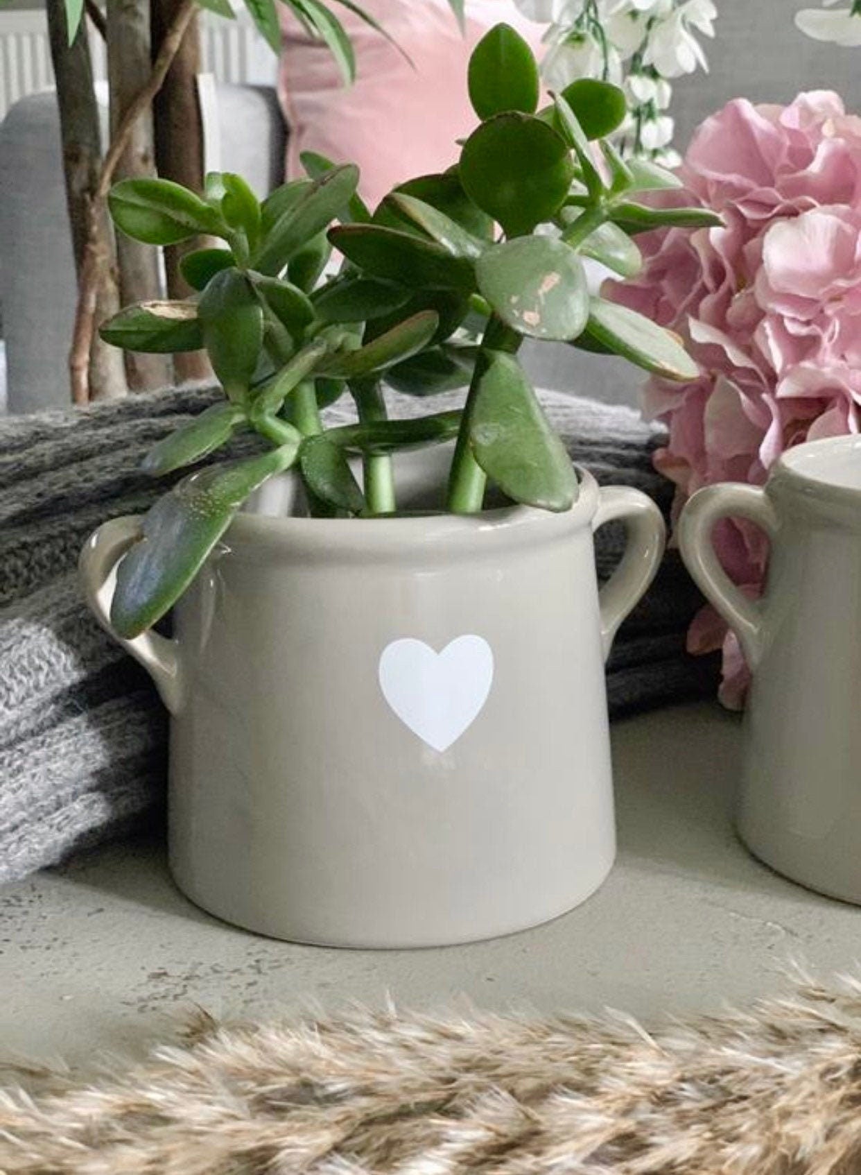 Ceramic Pot with Tag -  Grey 10cm