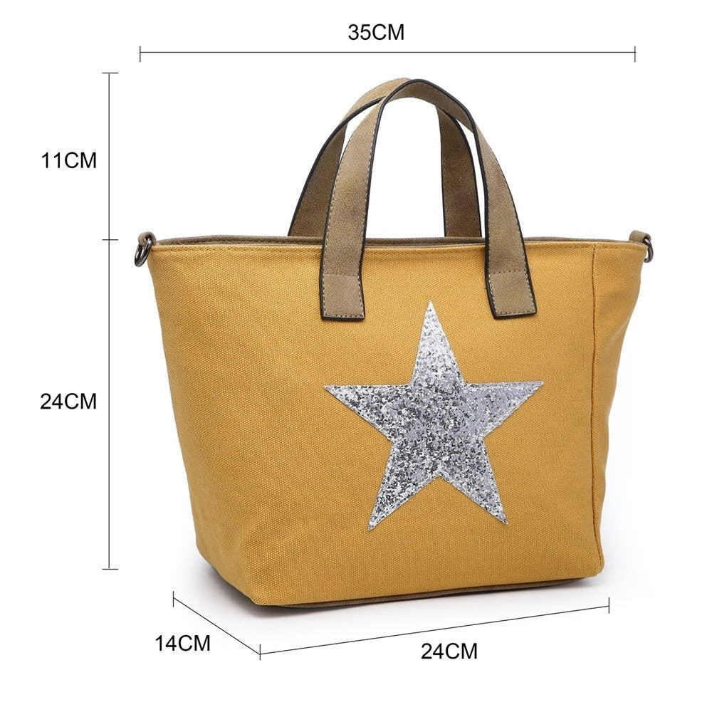 Navy Canvas Handbag with Silver Star