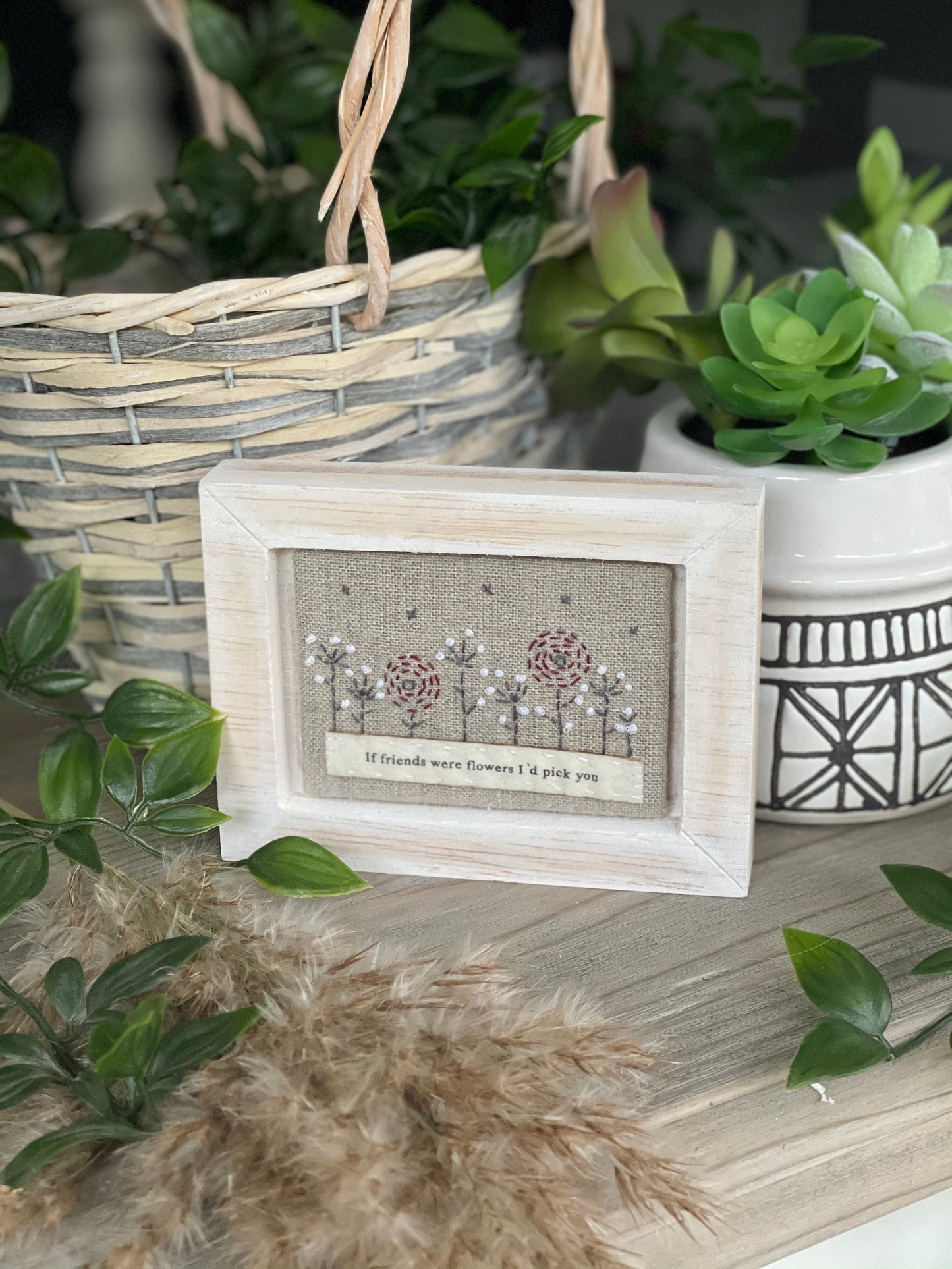 If Friends Were Flowers Embroidered Picture Frame