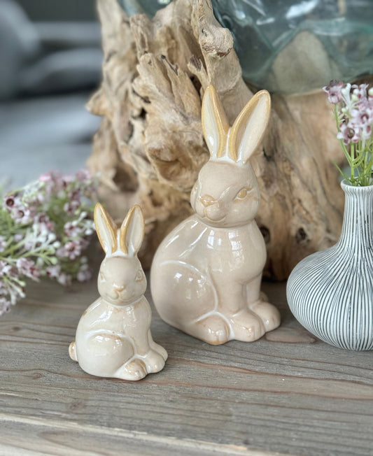 Natural Glossy Bunny Rabbits - 2 Sizes Available.