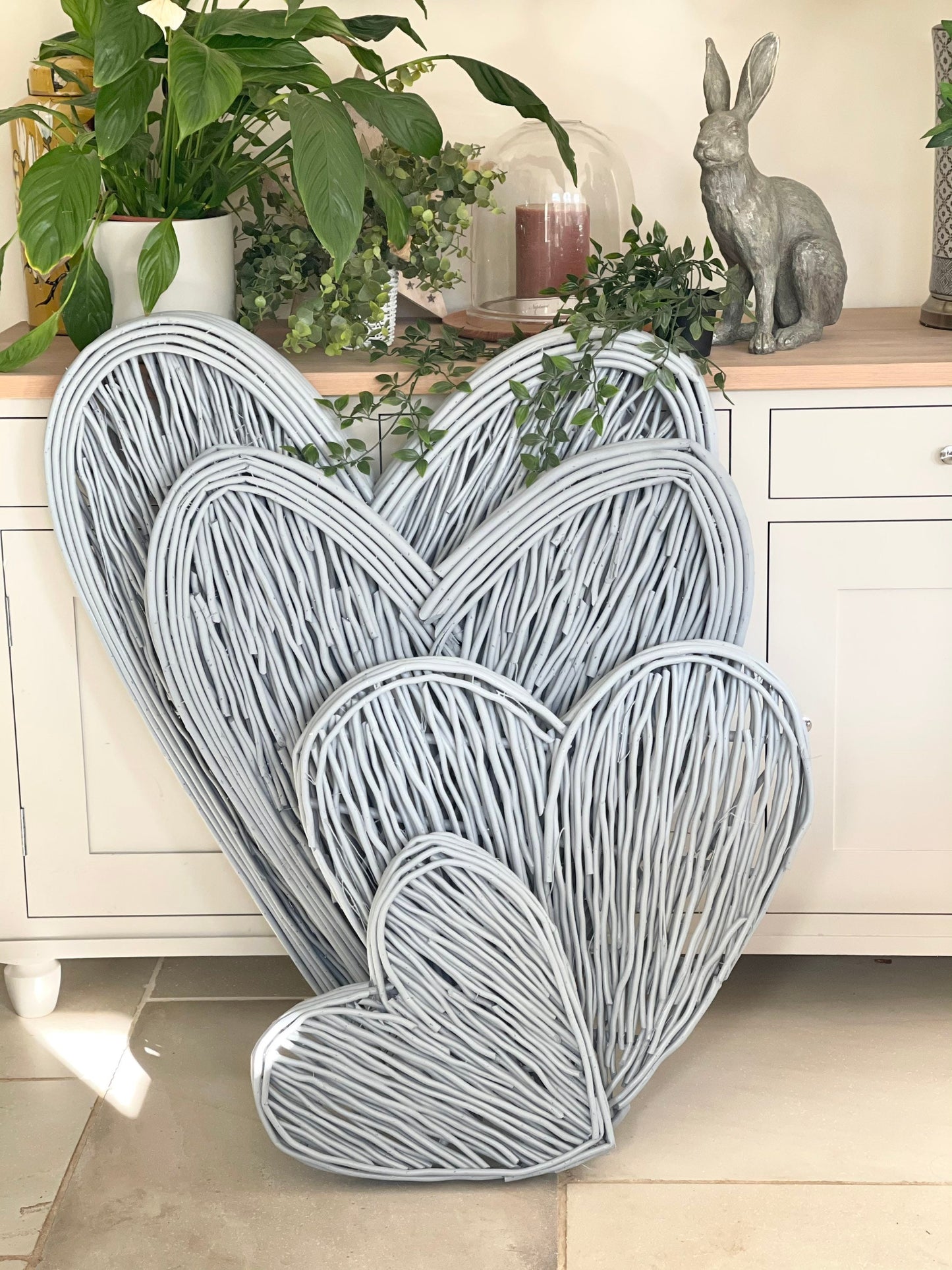 Large Grey Wicker Heart- 85cm