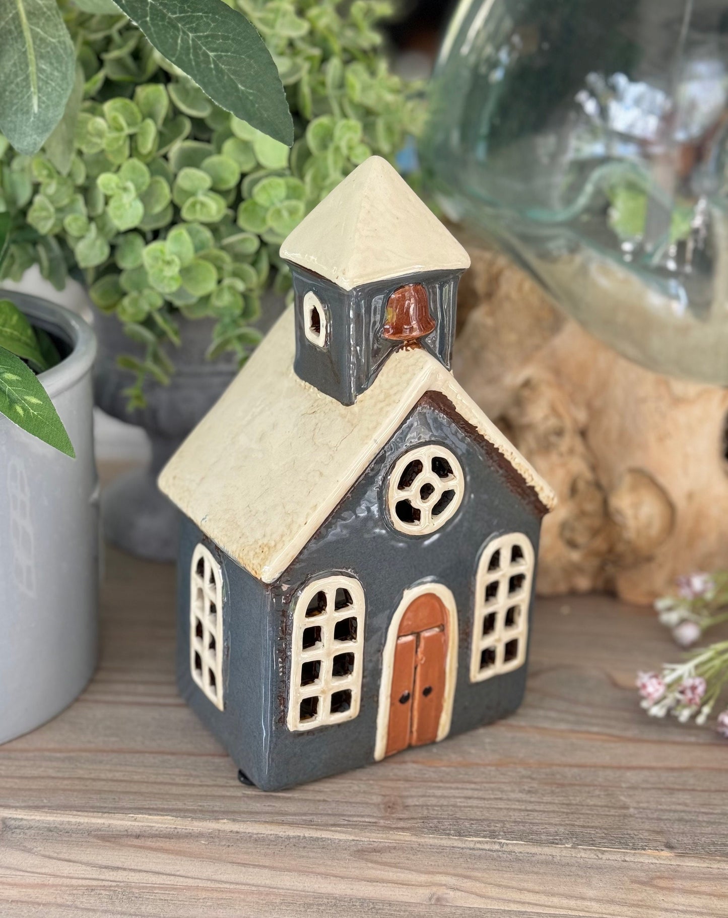NEW! Blue/Grey Church Tealight House