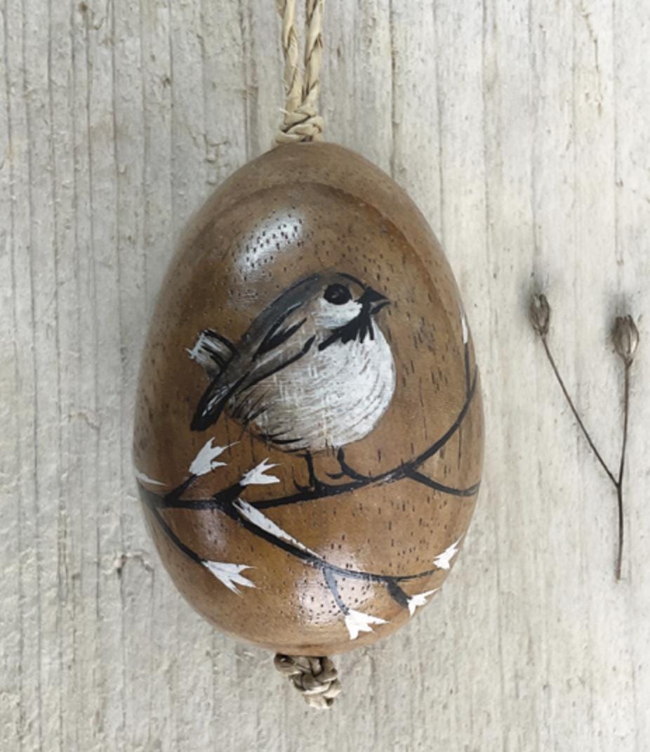 Wooden Painted Wild Bird Hanging Egg - 5 Options Available