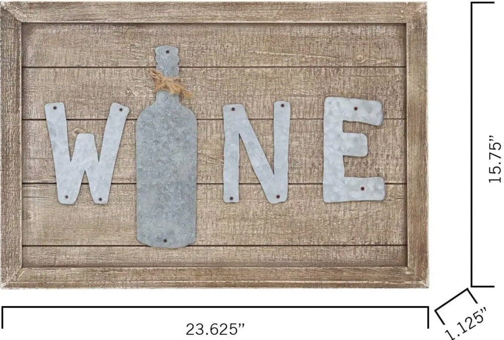 Wood Wine Sign Decor with Galvanized Wine Lettering
