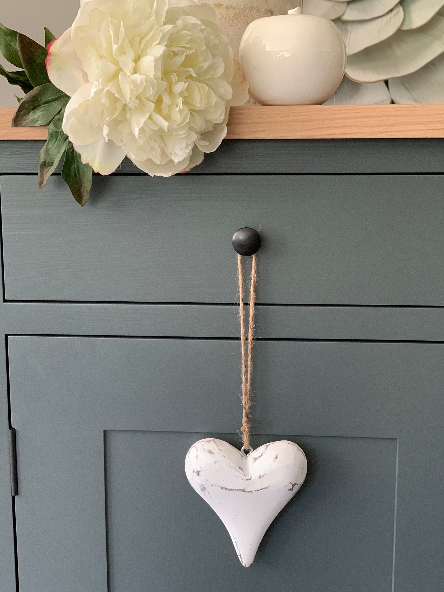 Vintage Solid Wood Heart - Grey or White