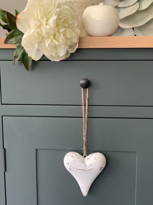 Vintage Solid Wood Heart - Grey or White