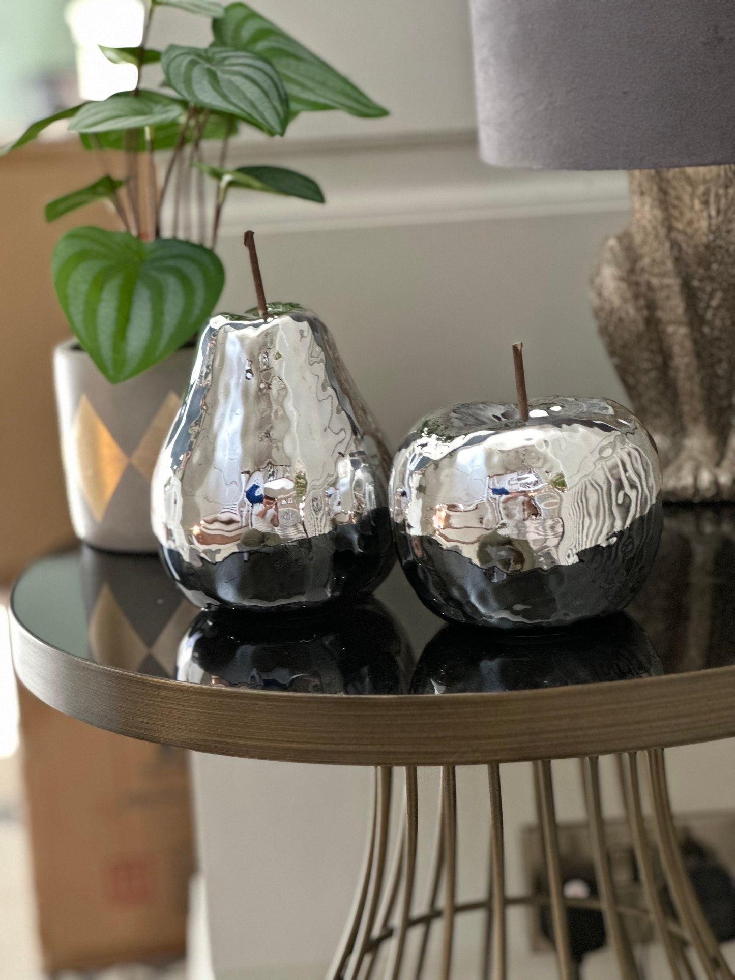 Ceramic Chrome Apple/Pear Decoration.  Sold Individually