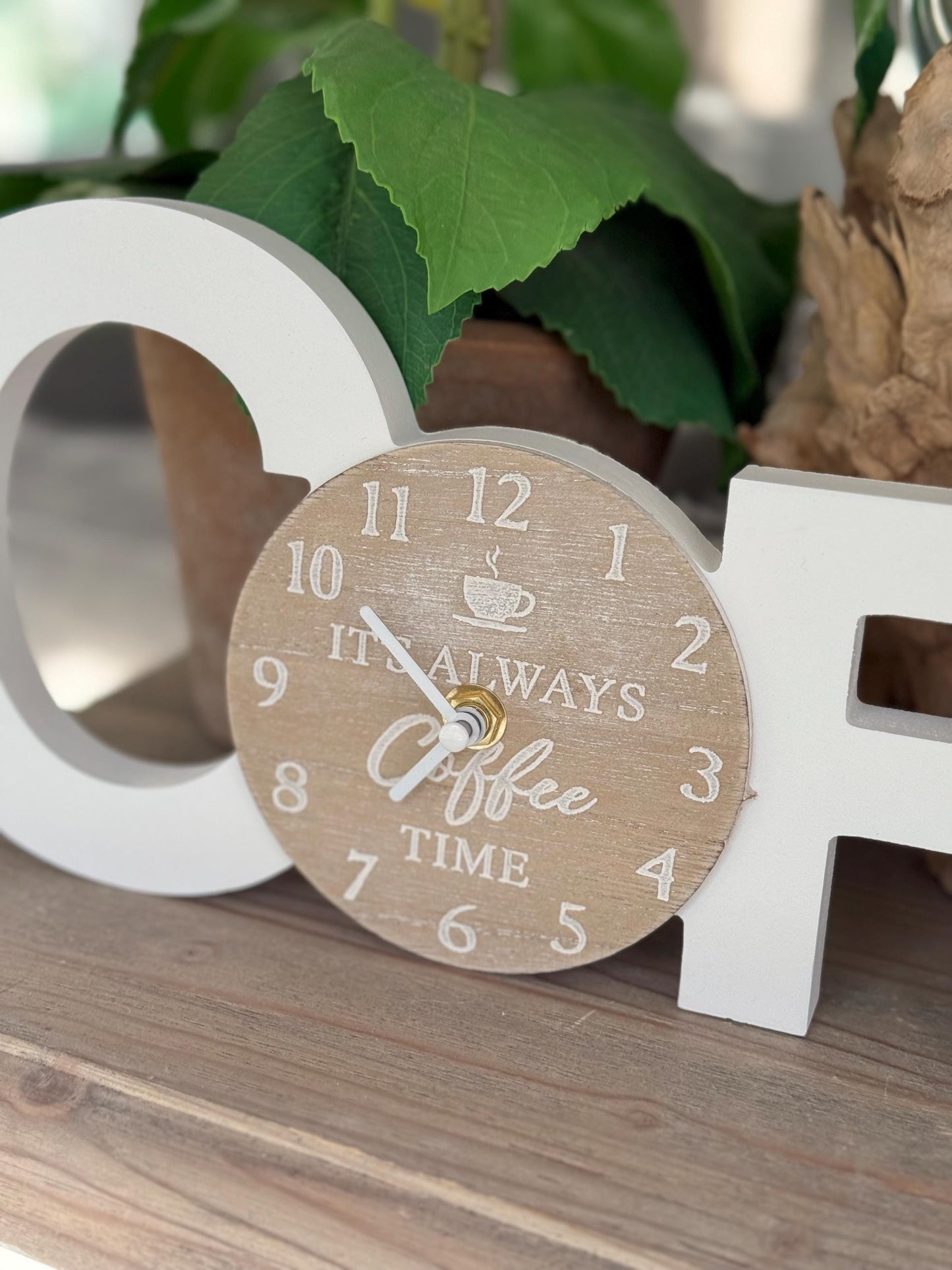 Wooden Coffee Clock Decor