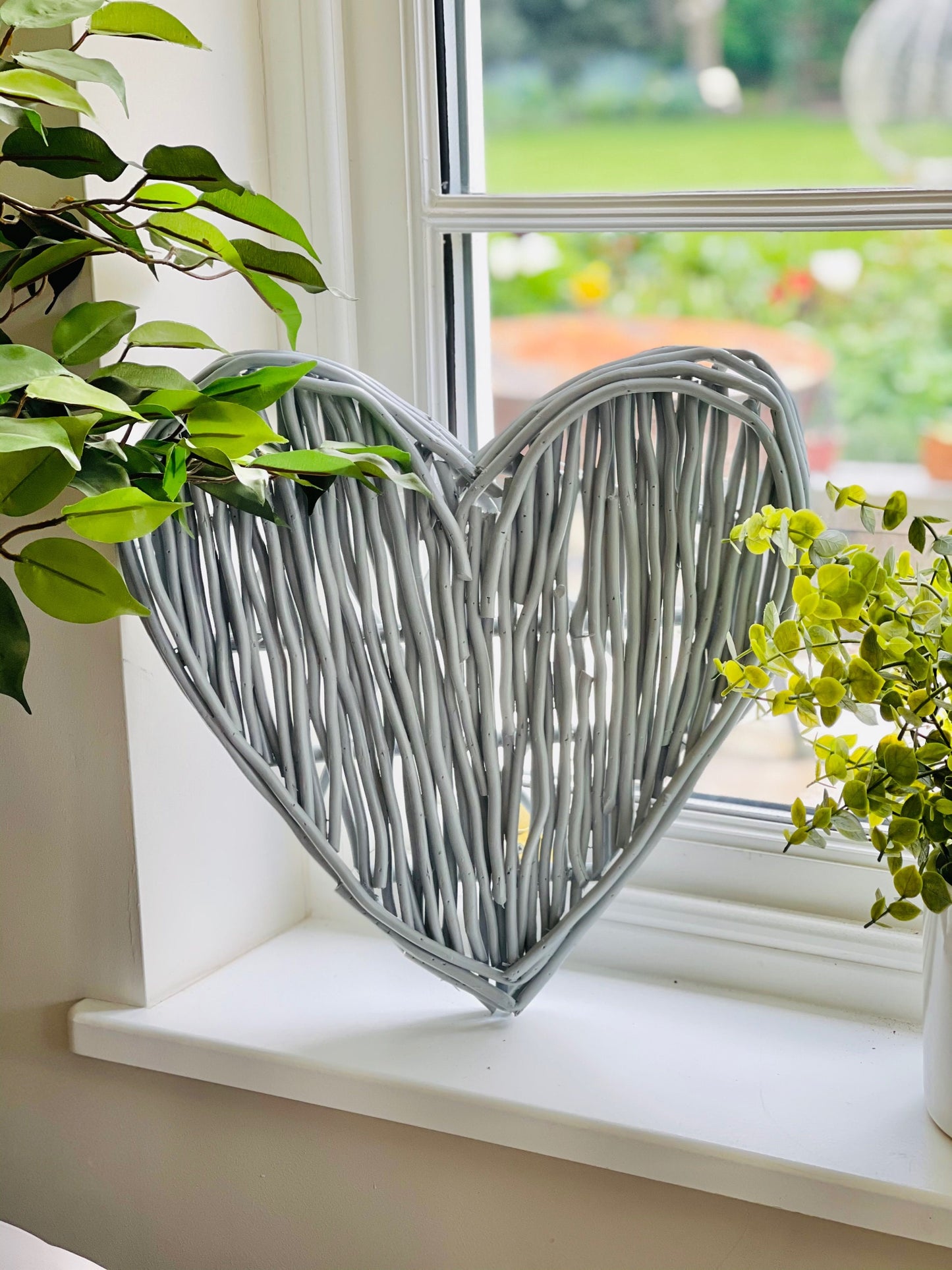 Small Grey Wicker Heart- 40cm