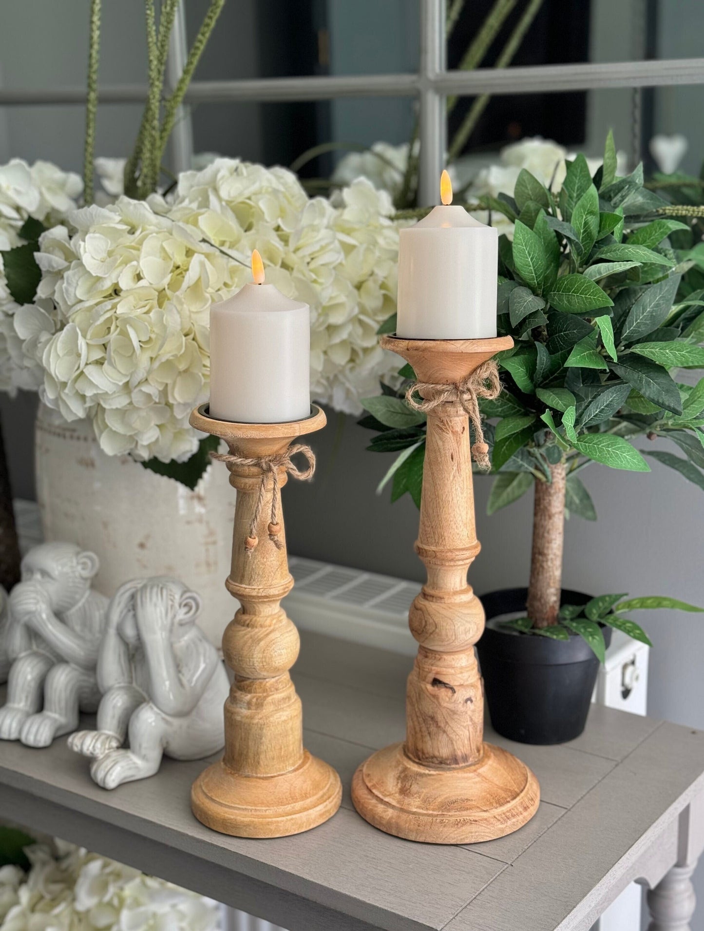 Mango Wood Candlestick  - Available  in 2 sizes