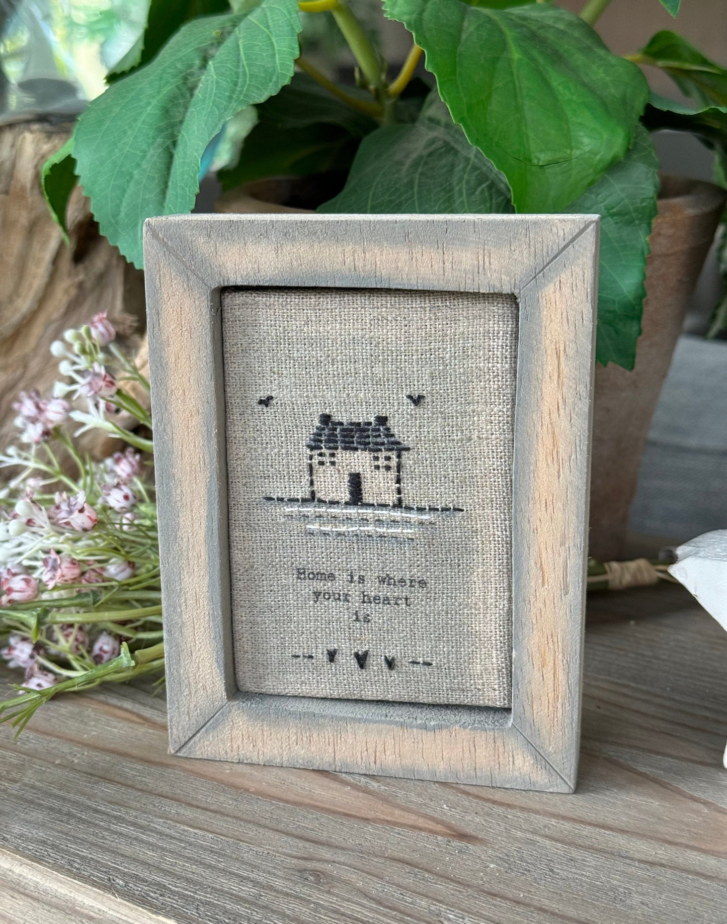 East of India A6 Embroidered Sign - Home is where your Heart is