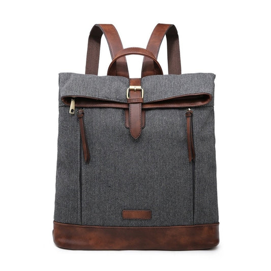 Black Herringbone Rucksack/Backpack