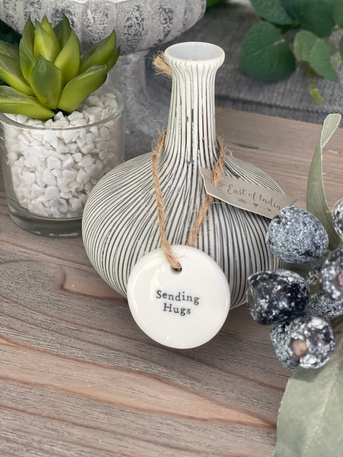 Sending You Hugs Porcelain Hanging Token