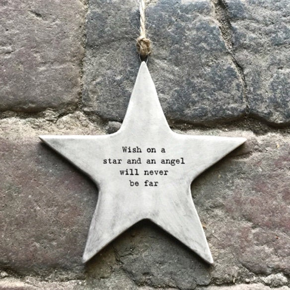 East Of India Rustic hanging star - Wish on a star